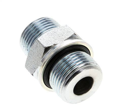 UNS 1''-14 x M27x2 Verzinkter Stahl Doppelnippel ORFS 400 Bar - Hydraulisch