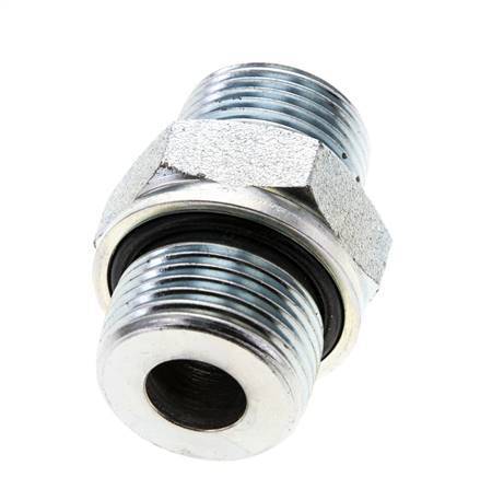 UNS 1''-14 x M27x2 Verzinkter Stahl Doppelnippel ORFS 400 Bar - Hydraulisch