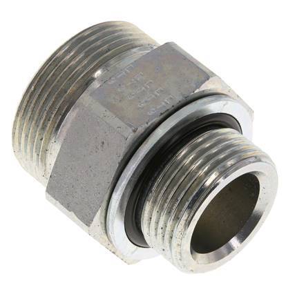 UN 1-11/16''-12 x G 1'' Verzinkter Stahl Doppelnippel ORFS 250 Bar - Hydraulisch