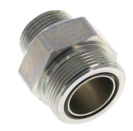 UN 1-11/16''-12 x G 1'' Verzinkter Stahl Doppelnippel ORFS 250 Bar - Hydraulisch