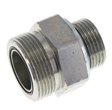 UN 1-11/16''-12 x G 1'' Verzinkter Stahl Doppelnippel ORFS 250 Bar - Hydraulisch