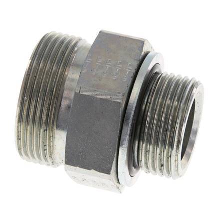 UN 1-11/16''-12 x G 1'' Verzinkter Stahl Doppelnippel ORFS 250 Bar - Hydraulisch