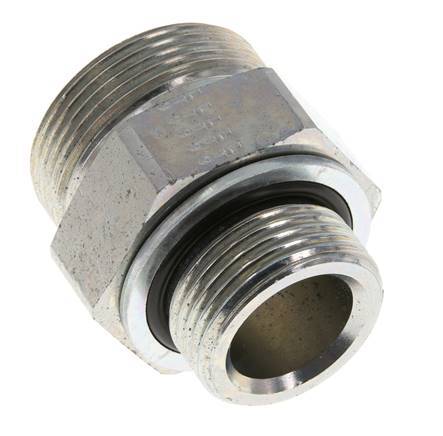 UN 1-11/16''-12 x G 1'' Verzinkter Stahl Doppelnippel ORFS 250 Bar - Hydraulisch