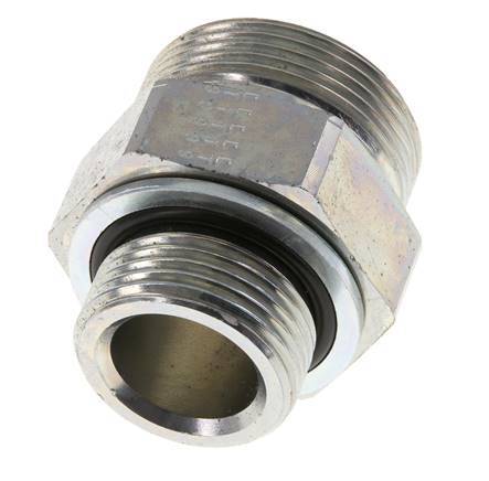 UN 1-11/16''-12 x G 1'' Verzinkter Stahl Doppelnippel ORFS 250 Bar - Hydraulisch