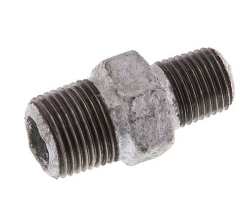 R 3/8'' x R 1/4'' Zinc plated Cast iron Double Nipple 25 Bar [2 Pieces]