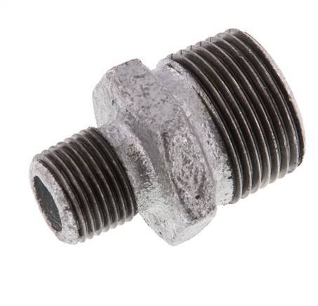 R 1'' x R 1/2'' Zinc plated Cast iron Double Nipple 25 Bar [2 Pieces]