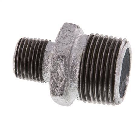 R 1'' x R 1/2'' Zinc plated Cast iron Double Nipple 25 Bar [2 Pieces]