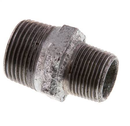 R 1'' x R 3/4'' Zinc plated Cast iron Double Nipple 25 Bar [2 Pieces]