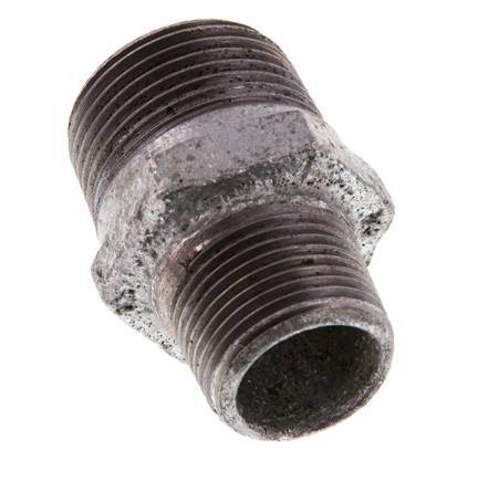 R 1'' x R 3/4'' Zinc plated Cast iron Double Nipple 25 Bar [2 Pieces]