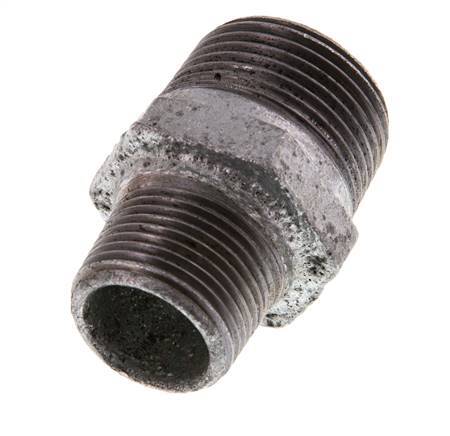 R 1'' x R 3/4'' Zinc plated Cast iron Double Nipple 25 Bar [2 Pieces]