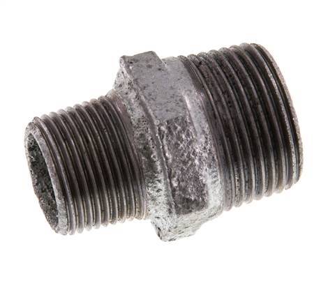 R 1'' x R 3/4'' Zinc plated Cast iron Double Nipple 25 Bar [2 Pieces]