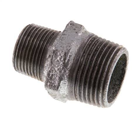 R 1'' x R 3/4'' Zinc plated Cast iron Double Nipple 25 Bar [2 Pieces]