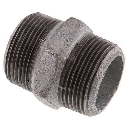 R 1 1/4'' Zinc plated Cast iron Double Nipple 25 Bar [2 Pieces]