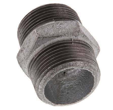 R 1 1/4'' Zinc plated Cast iron Double Nipple 25 Bar [2 Pieces]