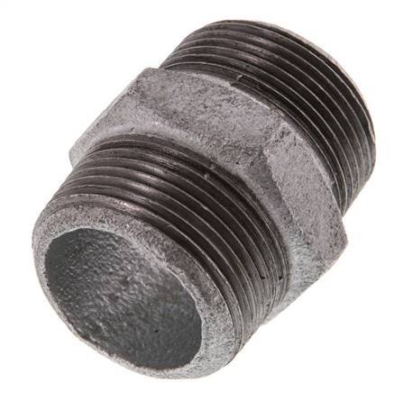 R 1 1/4'' Zinc plated Cast iron Double Nipple 25 Bar [2 Pieces]