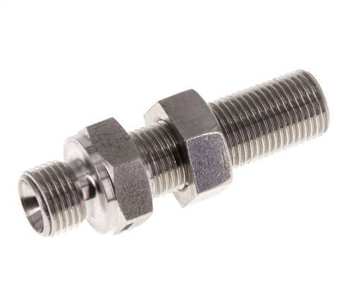 G 1/8'' Stainless steel Bulkhead Double nipple 475 Bar - Hydraulic