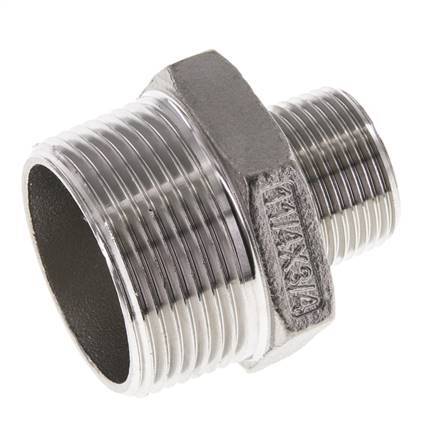 3/4'' NPT x 1 1/4'' NPT Edelstahl Doppelnippel 16 bar
