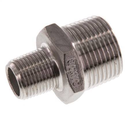 R 3/4'' x R 3/8'' Stainless steel Double Nipple 16 Bar