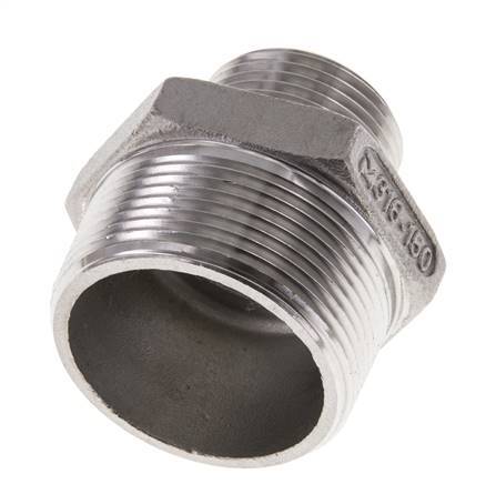 1'' NPT x 1 1/2'' NPT Edelstahl-Doppelnippel 16 bar