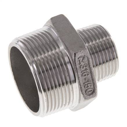 1'' NPT x 1 1/2'' NPT Edelstahl-Doppelnippel 16 bar