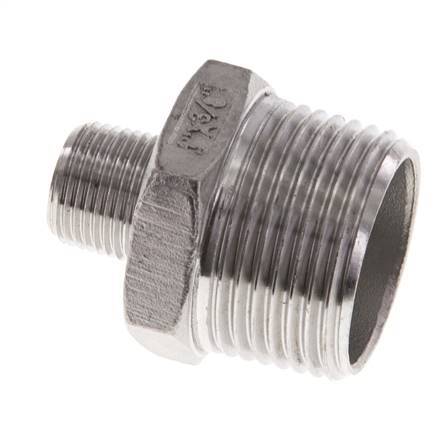 R 1'' x R 3/8'' Stainless steel Double Nipple 16 Bar