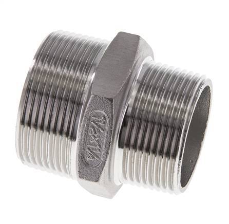 1 1/4'' NPT x 1 1/2'' NPT Edelstahl-Doppelnippel 16 bar