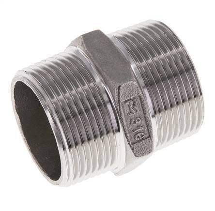 1 1/4'' NPT Edelstahl Doppelnippel 16 bar