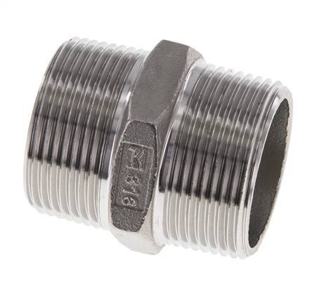 1 1/4'' NPT Edelstahl Doppelnippel 16 bar