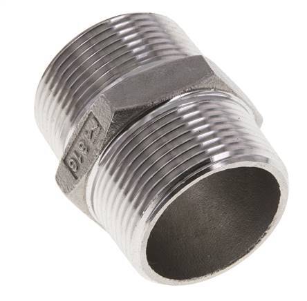 1 1/4'' NPT Edelstahl Doppelnippel 16 bar