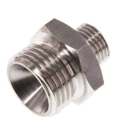 G 1/2'' x G 1/4'' Doppelnippel aus Edelstahl 40 bar