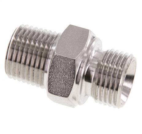 1/2'' NPT x G 1/2'' Edelstahl Doppelnippel 40 Bar - Hydraulik