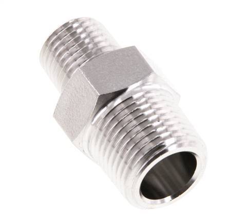 1/4'' NPT x 3/8'' NPT Edelstahl-Doppelnippel 210 bar - Hydraulisch
