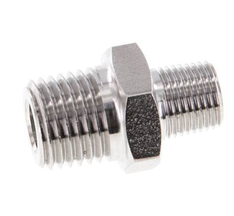 1/8'' NPT x 1/4'' NPT Edelstahl Doppelnippel 275 bar - Hydraulik