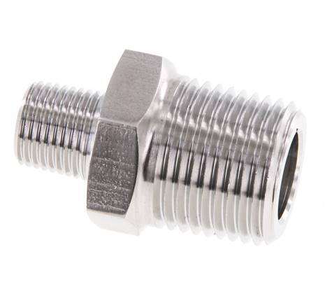 1/8'' NPT x 3/8'' NPT Edelstahl-Doppelnippel 210 Bar - Hydraulisch