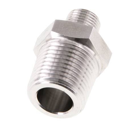 1/8'' NPT x 3/8'' NPT Edelstahl-Doppelnippel 210 Bar - Hydraulisch