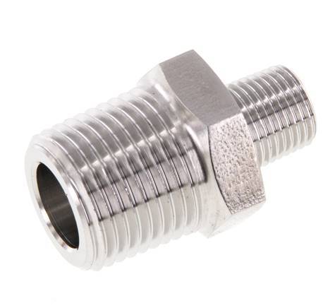 1/8'' NPT x 3/8'' NPT Edelstahl-Doppelnippel 210 Bar - Hydraulisch