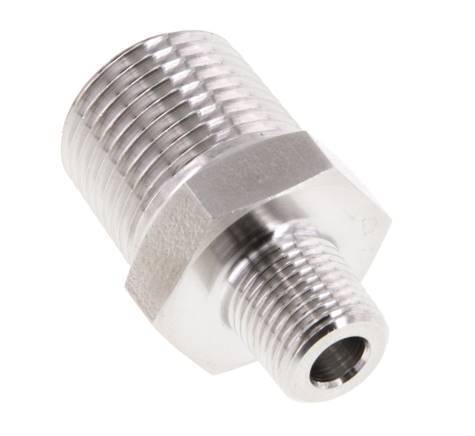 1/8'' NPT x 3/8'' NPT Edelstahl-Doppelnippel 210 Bar - Hydraulisch