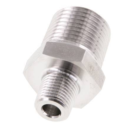 1/8'' NPT x 3/8'' NPT Edelstahl-Doppelnippel 210 Bar - Hydraulisch