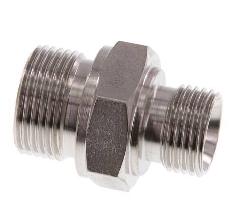 G 3/4'' x G 1/2'' Edelstahl-Doppelnippel 400 bar - Hydraulisch