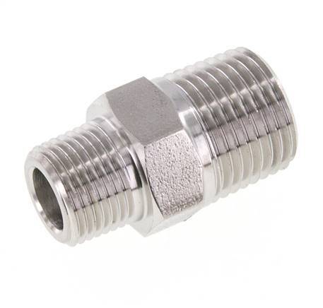 3/8'' NPT x 1/2'' NPT Edelstahl-Doppelnippel 210 Bar - Hydraulisch