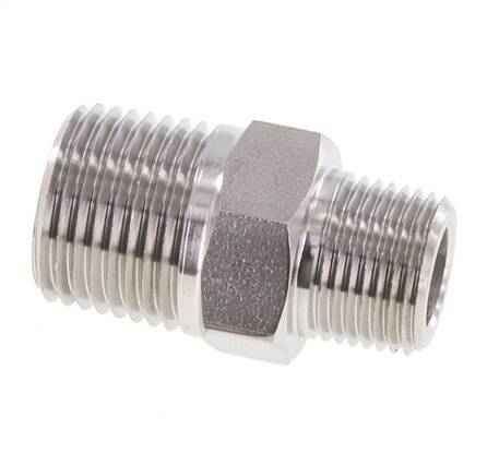 3/8'' NPT x 1/2'' NPT Edelstahl-Doppelnippel 210 Bar - Hydraulisch