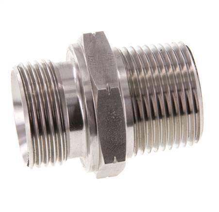 1'' NPT x G 1'' Stainless steel Double Nipple 40 Bar - Hydraulic