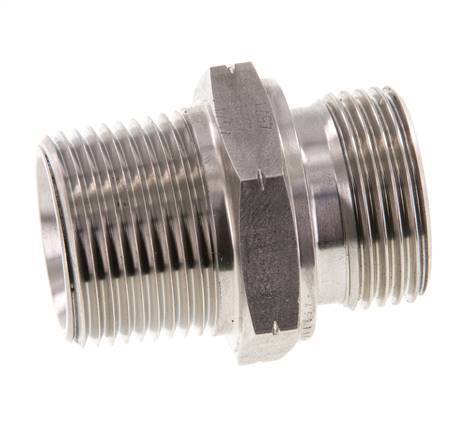 1'' NPT x G 1'' Edelstahl-Doppelnippel 40 bar - Hydraulisch