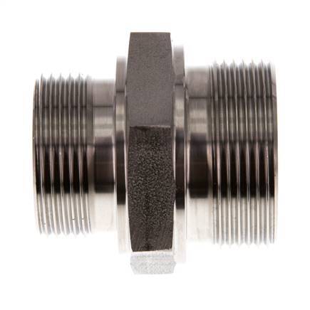 G 1 1/2'' x G 1 1/4'' Stainless steel Double Nipple 315 Bar - Hydraulic