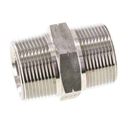 1 1/4'' NPT Edelstahl Doppelnippel 80 bar - Hydraulik