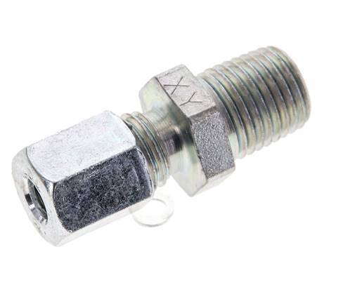 1/4'' NPT Male x 6L Zinc plated Steel Straight Cutting Ring 315 Bar DIN 2353 [2 Pieces]