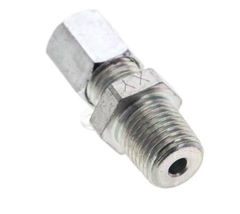 1/4'' NPT Male x 6L Zinc plated Steel Straight Cutting Ring 315 Bar DIN 2353 [2 Pieces]