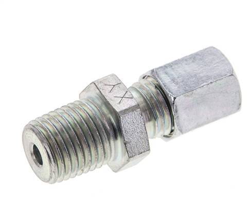 1/4'' NPT Male x 6L Zinc plated Steel Straight Cutting Ring 315 Bar DIN 2353 [2 Pieces]