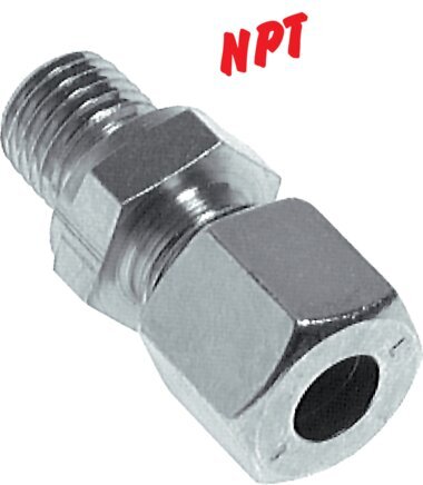3/8'' NPT Male x 12L Zinc plated Steel Straight Cutting Ring 315 Bar DIN 2353 [2 Pieces]