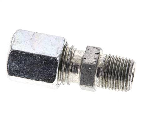 1/8'' NPT Male x 6L Zinc plated Steel Straight Cutting Ring 315 Bar DIN 2353 [2 Pieces]